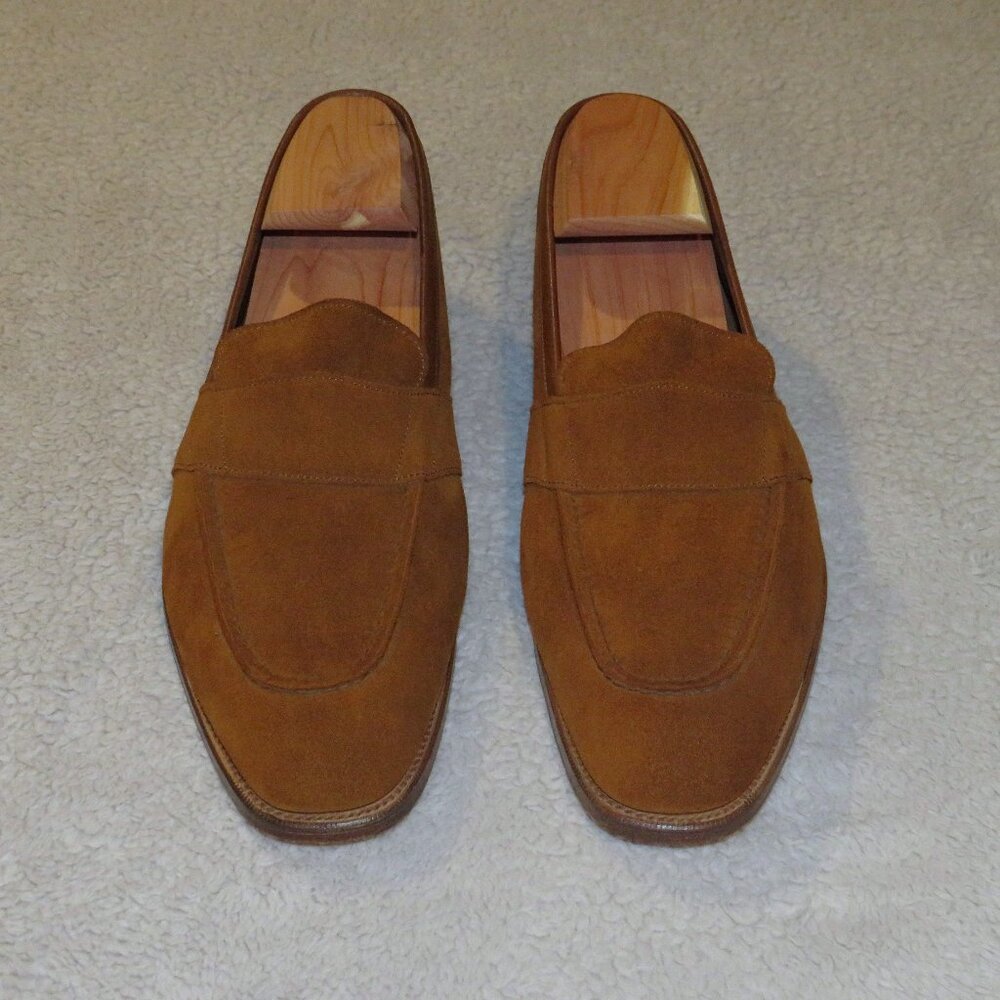 Edward Green x Leffot Buckingham Tobacco Suede Unlined Loafers 8E NWB